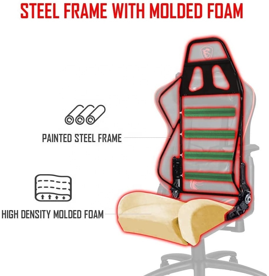 AQ Steel Frame Adjustable Backrest 4D Armrests Breathable Foam Ergonomic Headrest Cushion MSI MAG CH120X Gaming Chair