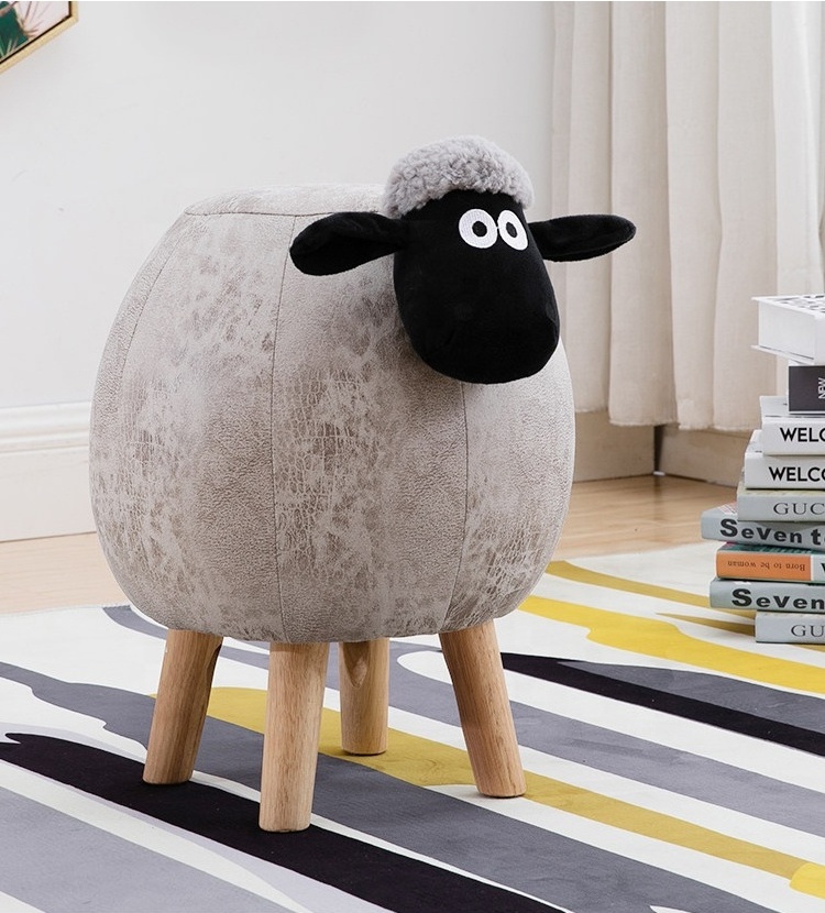 AOQI Sheep Good Quality Fabric Storage Stool Seat Box folding Leather Home Sundries Storage Ottoman Stool Puffs Seat