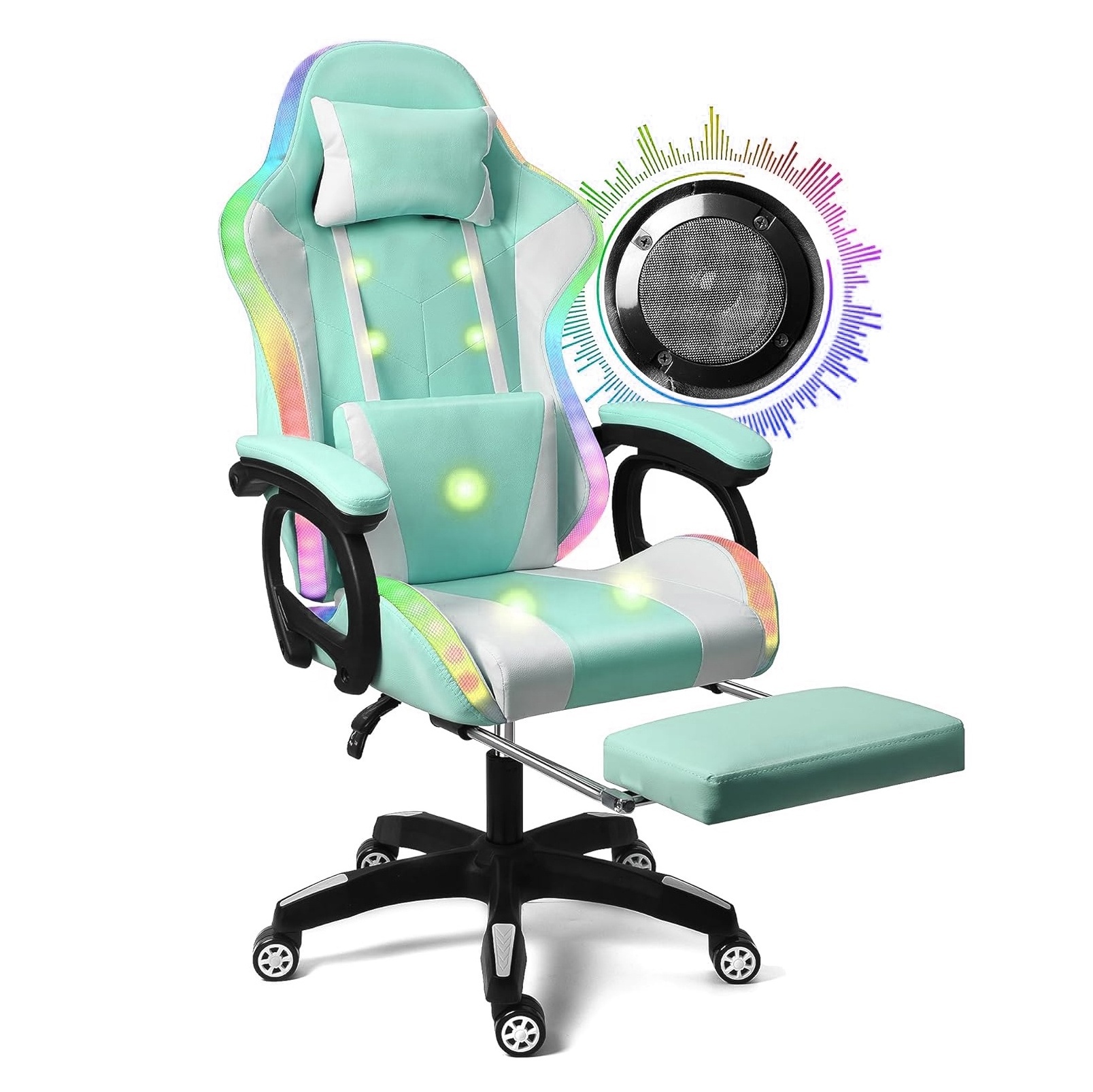 Cheap Rgb Led Pu Leather Gaming Chair Massage Office Gamer Chairs  Racing Black And Red Computer Chair With Light And Speaker