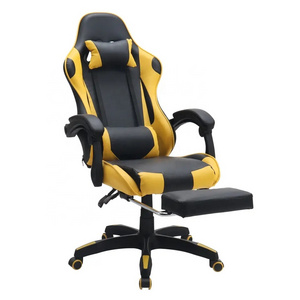 Hot Selling Chair Gaming Mexico Yellow Black Racing Computer Cheap Reclining Sillas Cadeira Gaming Chairs with Extended Footrest