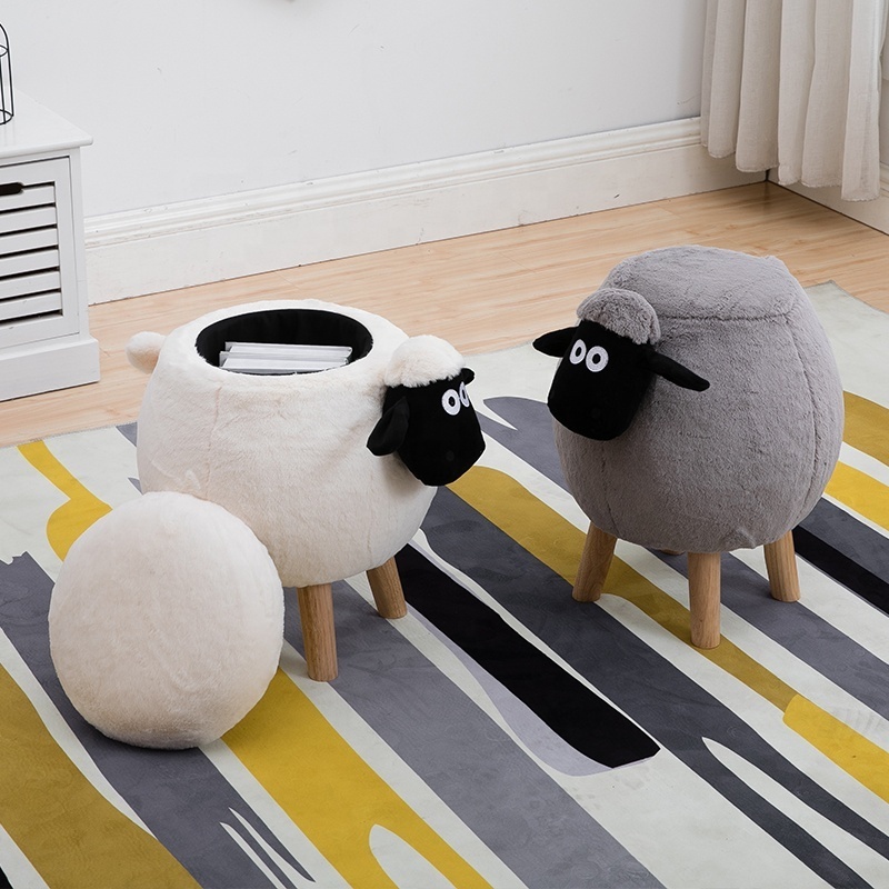 AOQI Sheep Good Quality Fabric Storage Stool Seat Box folding Leather Home Sundries Storage Ottoman Stool Puffs Seat