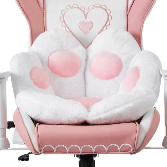 Colombia female gamer free shipping computer desk pink gaming chair cheap stock custom 2d white arm cute girl cat chair with paw