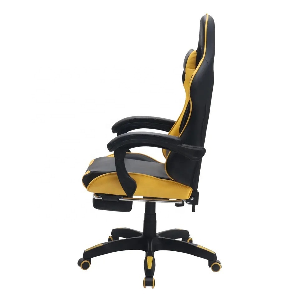 Hot Selling Chair Gaming Mexico Yellow Black Racing Computer Cheap Reclining Sillas Cadeira Gaming Chairs with Extended Footrest