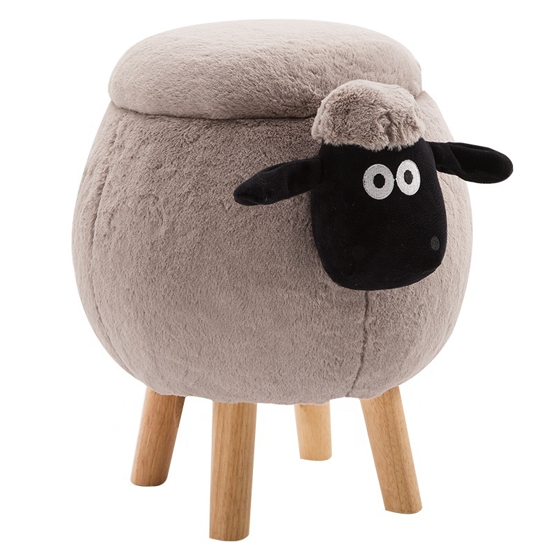 AOQI Sheep Good Quality Fabric Storage Stool Seat Box folding Leather Home Sundries Storage Ottoman Stool Puffs Seat