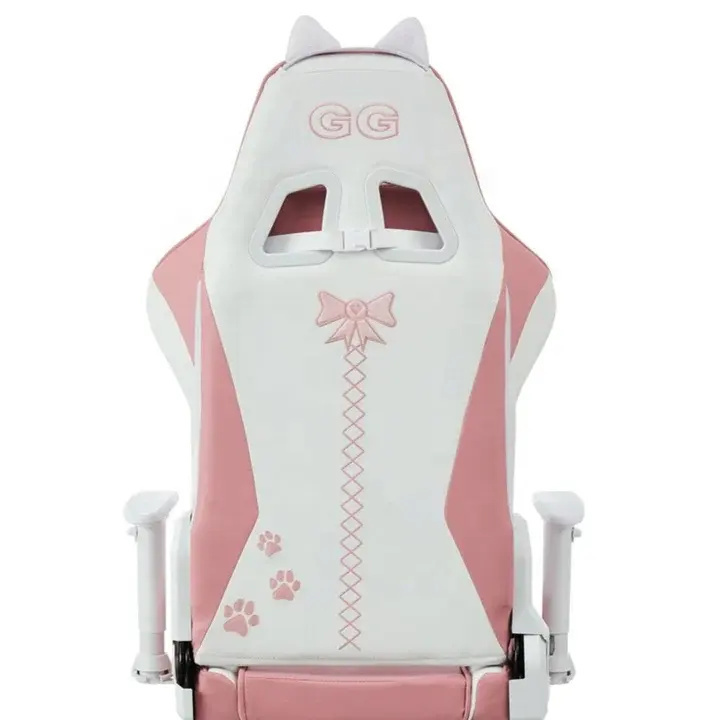 Colombia Female Gamer Free Shipping Computer Desk Pink Gaming Chair Cheap Stock Custom 2d White Arm Cute Girl Cat Chair with Paw