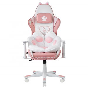 Colombia female gamer free shipping computer desk pink gaming chair cheap stock custom 2d white arm cute girl cat chair with paw