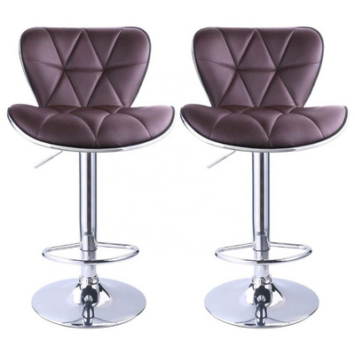 Leisure Popular Bar Chairs Purple Leather High Quality Breakfast Bar Stools Upholstered PU Leather Seat Bar Chair With Backrest