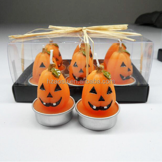 Halloween pumpkin shape candle, 6 pcs per box