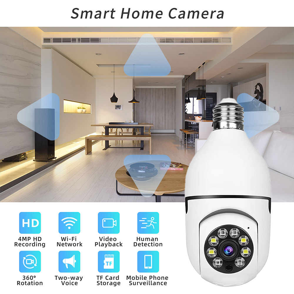 Tuya 4MP 360 Degree Wifi Ip Cctv Camera De Surveillance Indoor Small Mini Hidden  Smart Home Security IP Wifi Light Bulb Camera