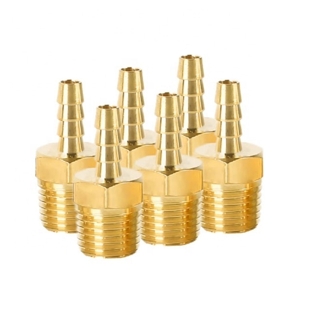 100% Pure Brass Hose Barb Male Threaded Nipple OEM Customizable Pneumatic Fittings Connectors for Hose Accessories