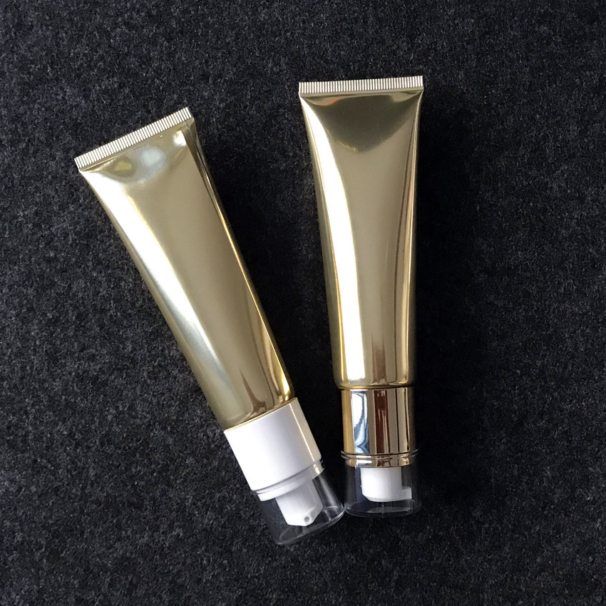 Facial Cleanser Sliver Squeeze Cosmetic Gold Packaging Custom Eye Cream Soft Travel Packaging Aluminum Plastic Tube