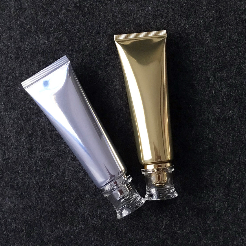 Facial Cleanser Sliver Squeeze Cosmetic Gold Packaging Custom Eye Cream Soft Travel Packaging Aluminum Plastic Tube