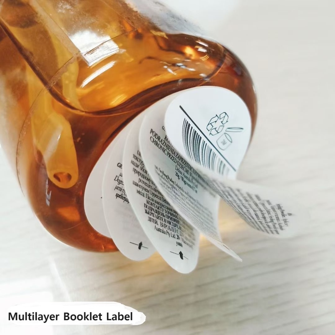 Multi Layer Label Double Layer Sticker Booklet Printing Folding Label for Medicine Industry Use