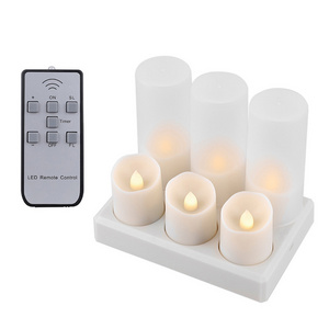 LED rechargeable tea light Christmas Halloween decoration 6 pack electronic candle plastic remote control wholesale