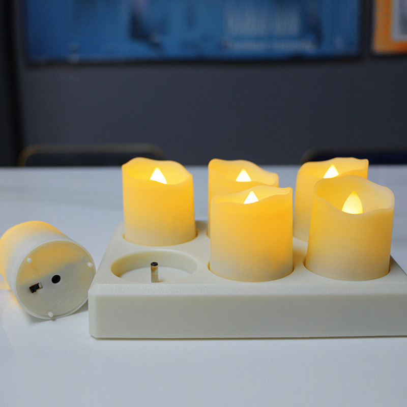 LED rechargeable tea light Christmas Halloween decoration 6 pack electronic candle plastic remote control wholesale