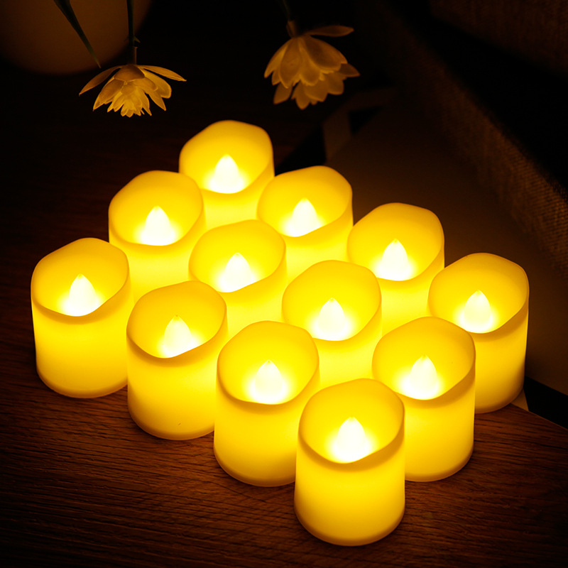 Wholesale Home Deco Battery AG10 Inside Flicker Plastic Wickless Votite Warm Yellow LED Tea light Candle multi Light