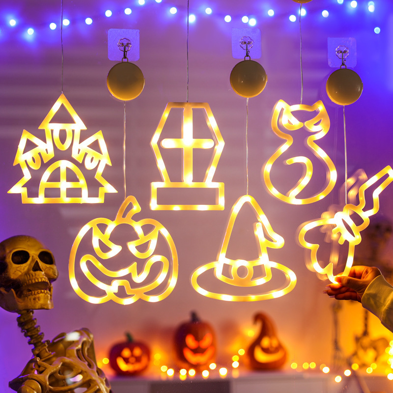 3D Halloween Holiday party decorative lights Pumpkin wizard hat castle led sucker lights hanging lights