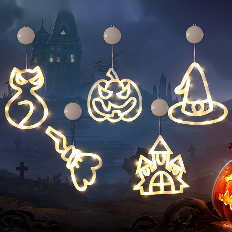 3D Halloween Holiday party decorative lights Pumpkin wizard hat castle led sucker lights hanging lights