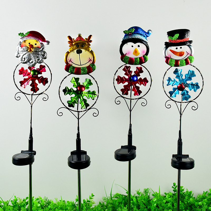 New solar Christmas lights led snowman elk penguin inserted outdoor lights garden lawn decorative lights