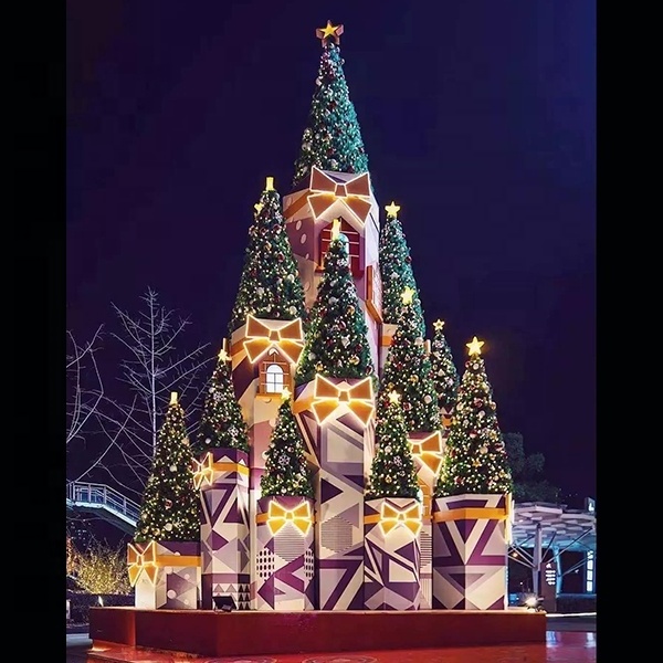 Wholesale Outdoor Holiday Decoration waterproof giant outdoor lighting big artificial christmas tree