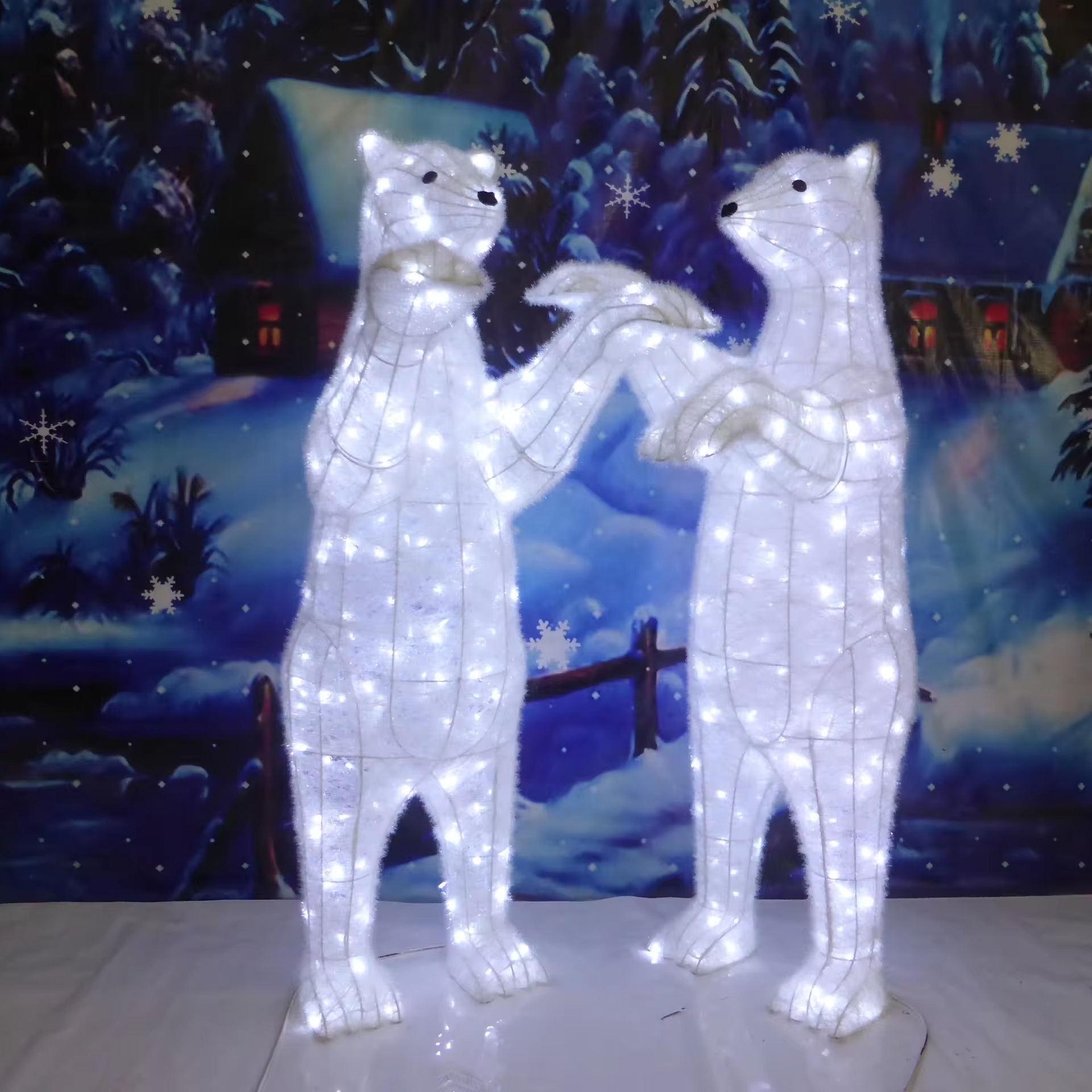 Outdoor Waterproof LED Light 3D White Polar Bear Motif Light For Garden Park Zoo Street Shopping Mall Decoration