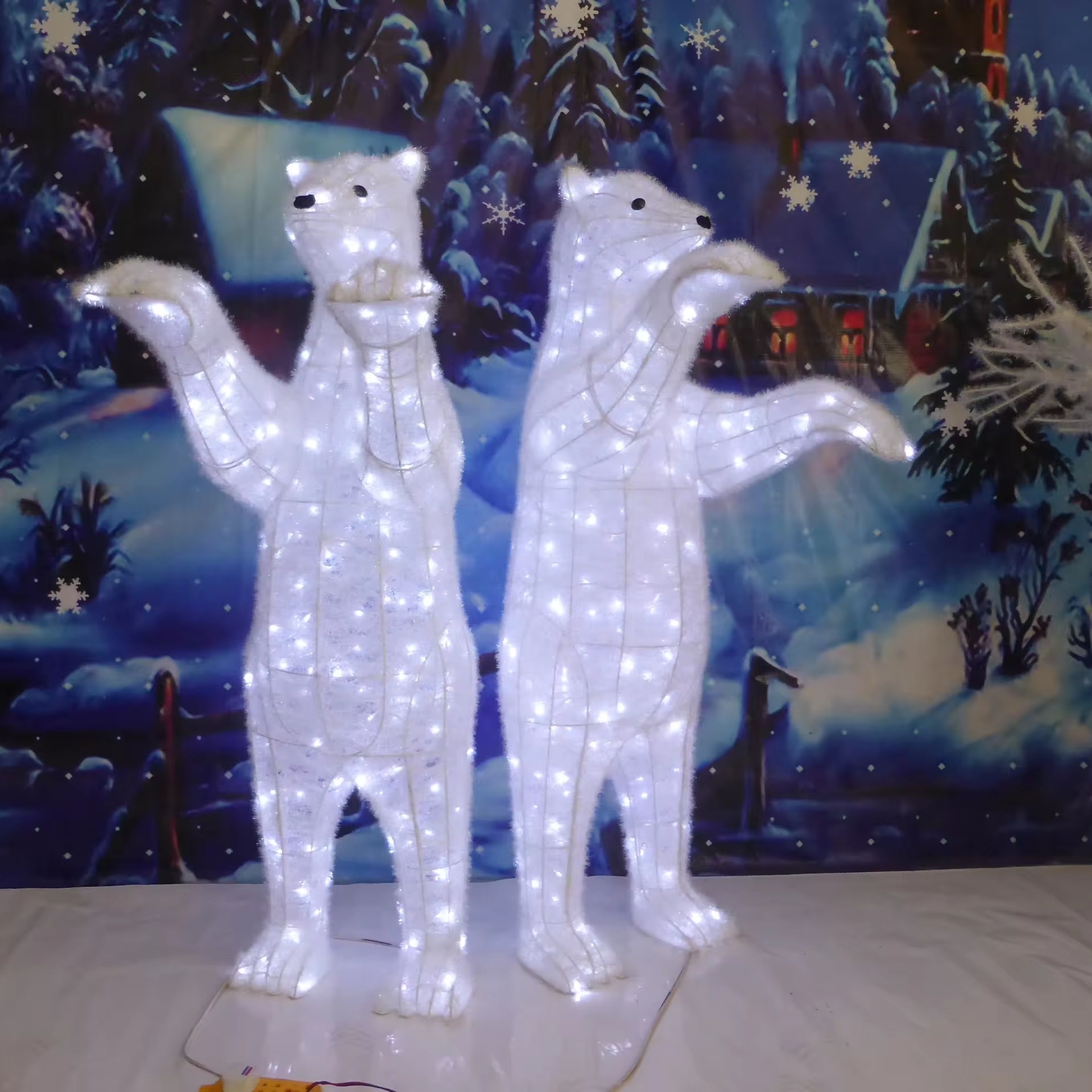 Outdoor Waterproof LED Light 3D White Polar Bear Motif Light For Garden Park Zoo Street Shopping Mall Decoration