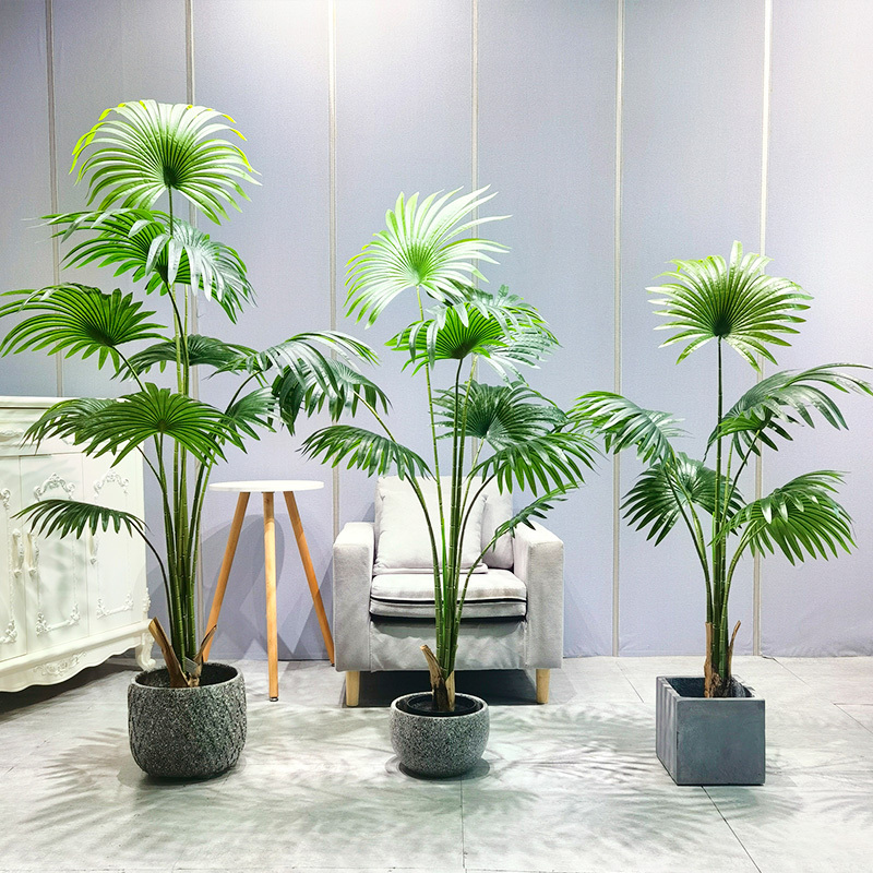 Low Price Artificial Trees Plants Highly Adaptable Cost-Effective Vivid Fan Palm for garden supplier indoor outdoor wedding deco