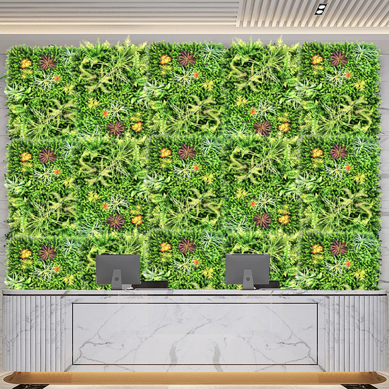 Artificial Grass Wall Panels Plastic Greenery Plant Artificial Wall Grass Wall Backdrop Indoor Decor for Home Restaurant Accept