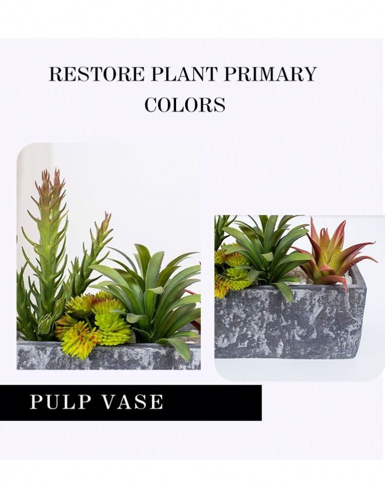 2021 Hot Selling Cute Artifical Succulents with Pulp Pots mixed artificial succulents for decoration