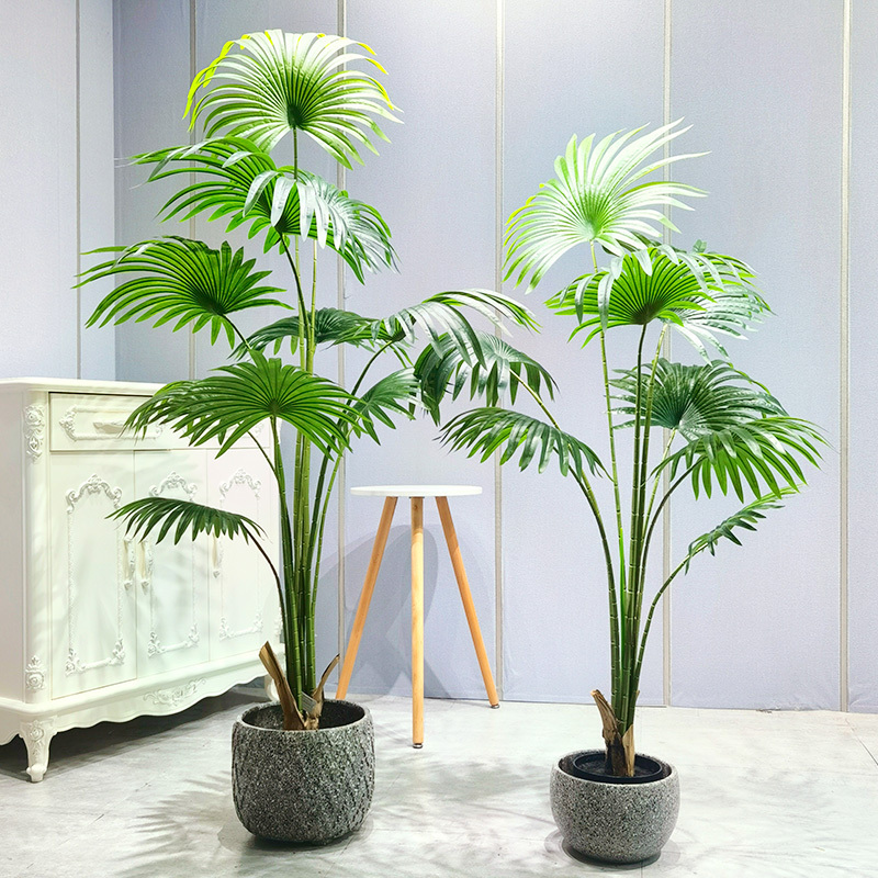 Low Price Artificial Trees Plants Highly Adaptable Cost-Effective Vivid Fan Palm for garden supplier indoor outdoor wedding deco