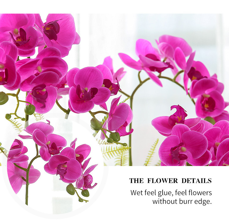 high quality wholesale real touch 3D printing butterfly orchid bouquet home garden wedding artificial flowers for decoration