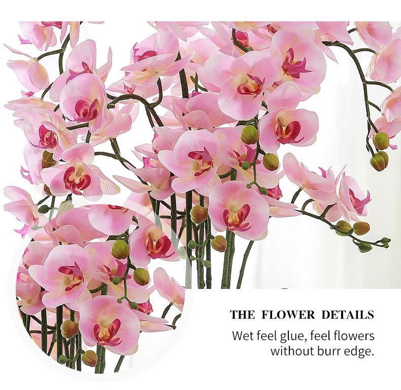 Flowers Artifical Large Yiwu White Pink China Real Touch Orchid  Artificial Flower For Wall Decoration