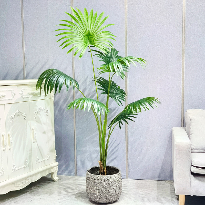 Low Price Artificial Trees Plants Highly Adaptable Cost-Effective Vivid Fan Palm for garden supplier indoor outdoor wedding deco