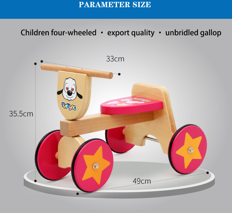 wooden toddler tricycle 4 wheel baby kids balance bike no pedal ride on toy bike