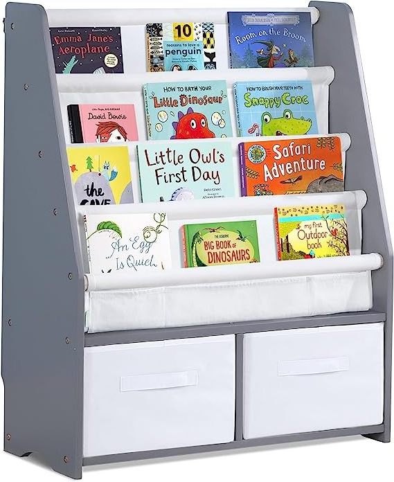 Kids Wooden Bookcase  Baby Storage Book Rack and Toy Organizer Cabinet Book Display for Playroom Bedroom Toddler Room Nursery