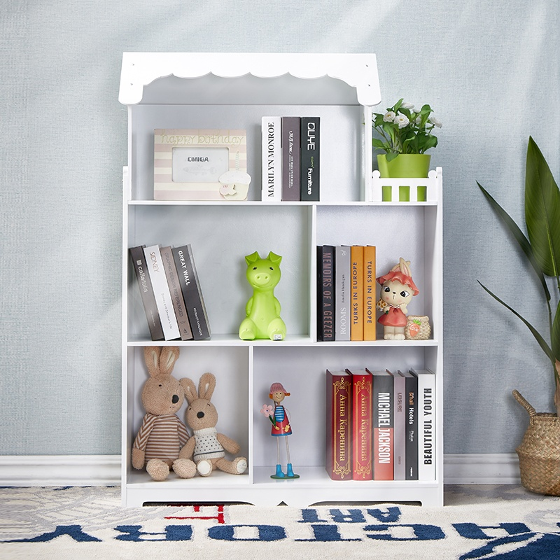 Kids Book and Toy Organizer Bookcase With Open Shelves Standing Bookshelf