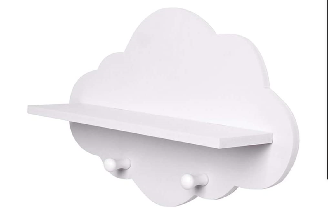 Cloud Shape Wood Floating Shelf Wall Mount Display Board Coat Hanger Wall Hang Storage Rack