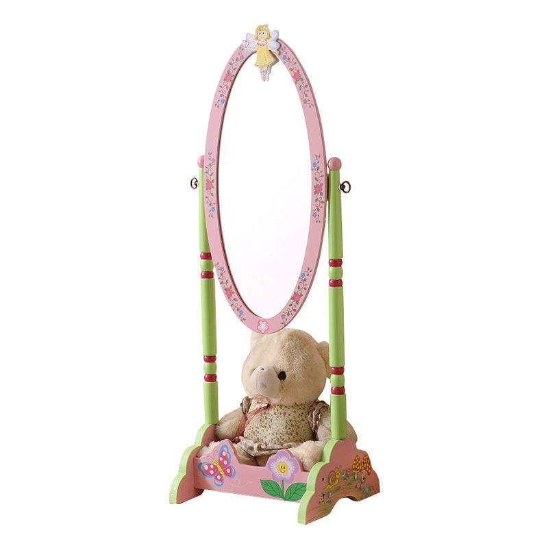 Wooden Full Length Floor Standing Oval Body Dressing Mirror Swivel Cheval for Girls Kids Bedroom Furniture