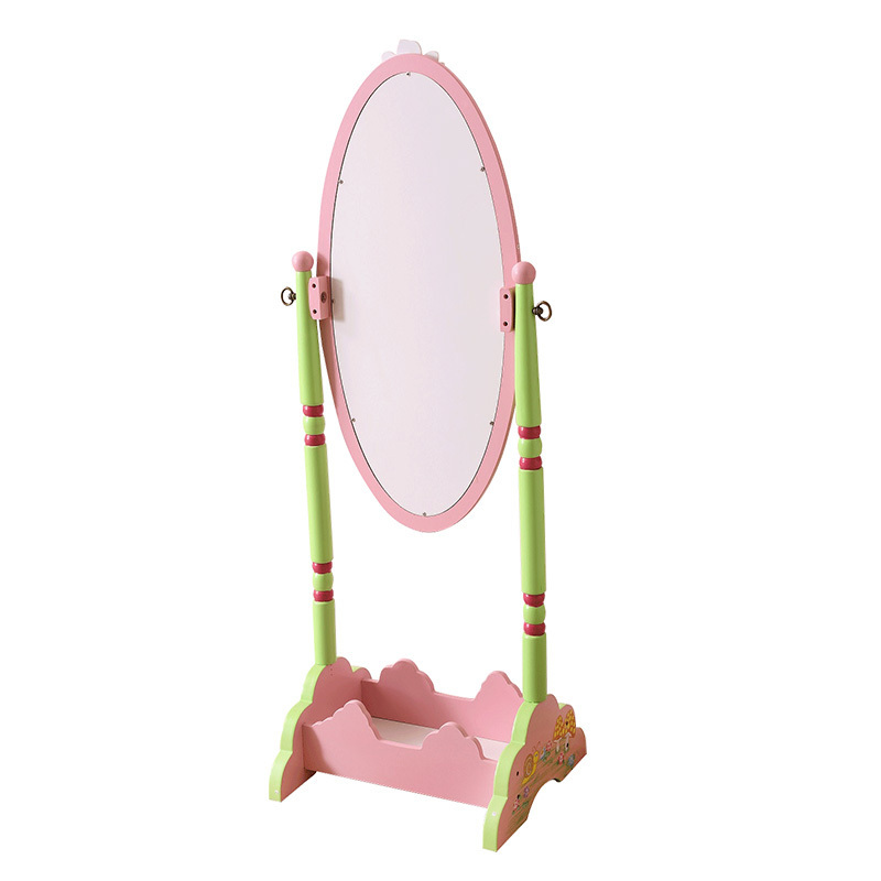 Wooden Full Length Floor Standing Oval Body Dressing Mirror Swivel Cheval for Girls Kids Bedroom Furniture