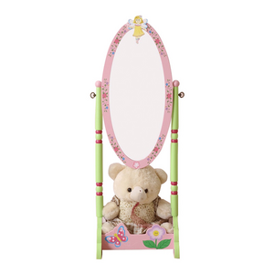 Wooden Full Length Floor Standing Oval Body Dressing Mirror Swivel Cheval for Girls Kids Bedroom Furniture