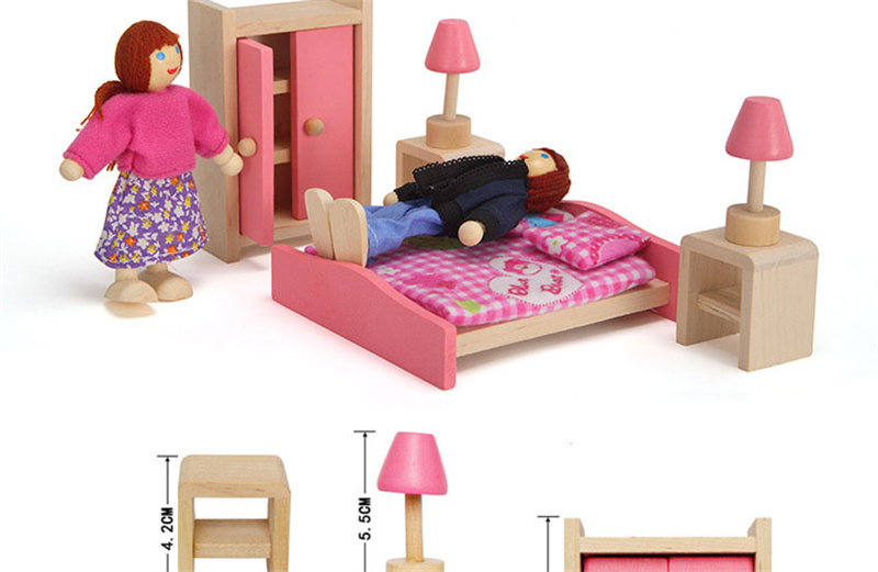 Dolls House Accessories Doll House Furniture Fairy Garden Accessories Miniature Wooden Furniture Set Include Bunk Bed Chair Crad