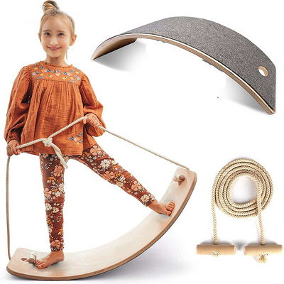 Rope For Kids Swing Balance Board Seesaw Toy Indoor Curved Wobble Yoga Board Baby Swing and Balance Board 2 in 1 Games Sets