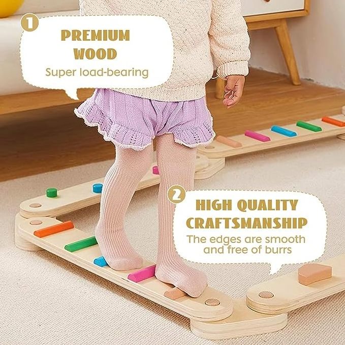 Wooden stepping stones balance for Kids step stone Furniture toy Toddler activity gym Balance Beam