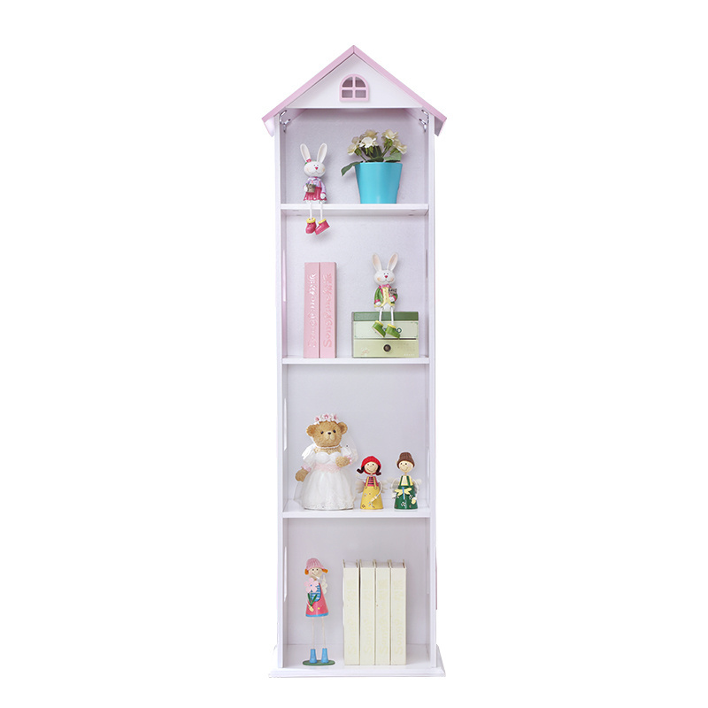 Modern wood kids bookshelf bookcase 4 tiers doll house book shelf for kids room