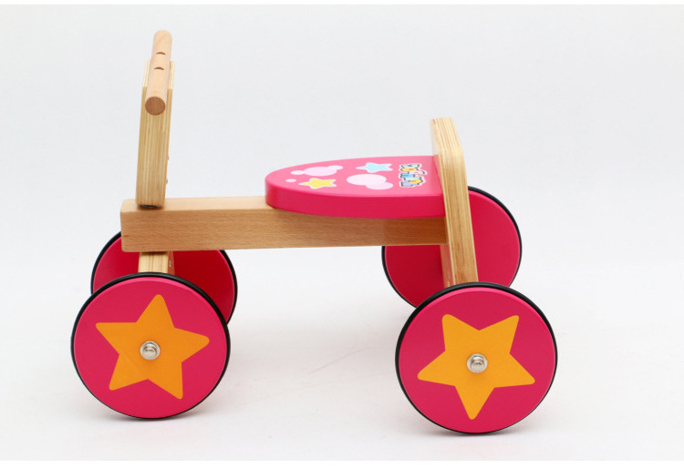 wooden toddler tricycle 4 wheel baby kids balance bike no pedal ride on toy bike