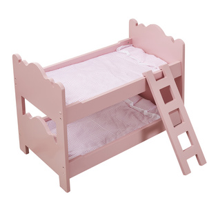 Mini toy bed furniture high quality wooden dolls bunk Bed for Twin Dolls fits 18 Inch Dolls