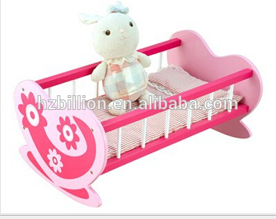 Latest 13 18 inch hanging wooden indoor swing baby doll furniture doll bed for kids