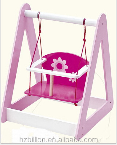 Latest 13 18 inch hanging wooden indoor swing baby doll furniture doll bed for kids