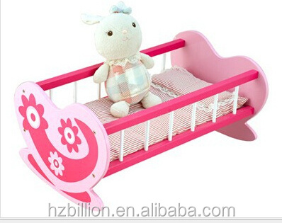 Latest 13 18 inch hanging wooden indoor swing baby doll furniture doll bed for kids