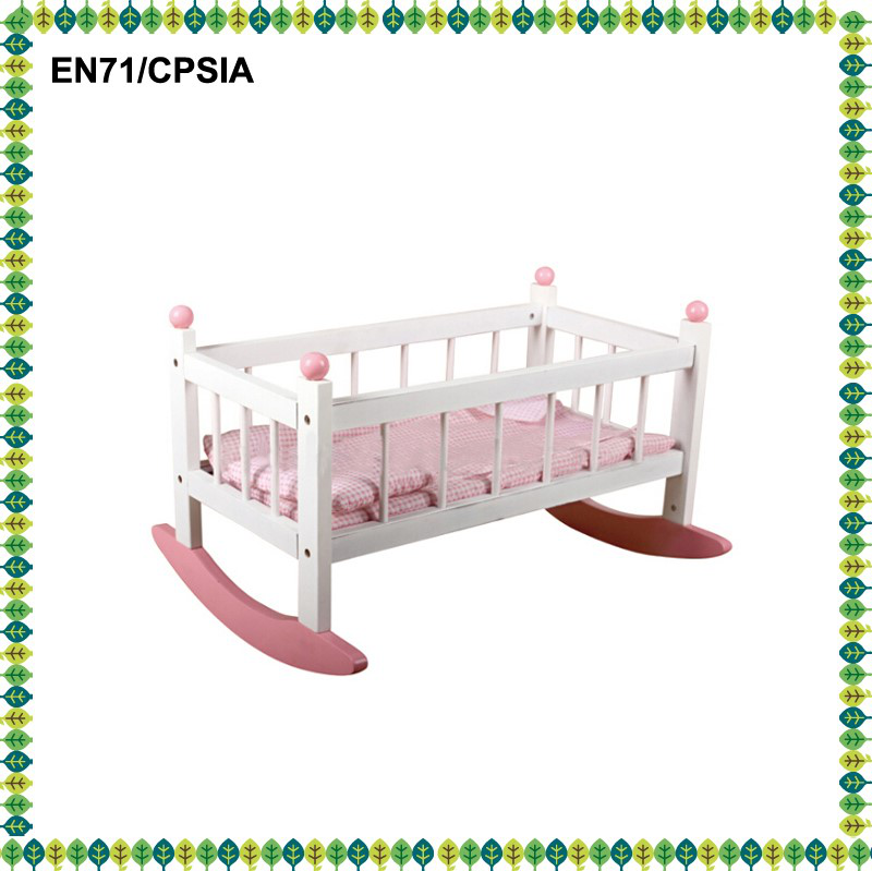 wooden 18 inch doll cradle for baby doll swing cradle